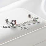 Silver color / 1Piece Simple Series Simple Star Titanium Steel Silver Color Material Zircon Women's Dangle Earrings 